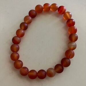 Matte Elastic Carnelian Beaded Bracelet NWOT